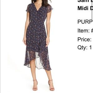 Sam Edelman Ditzy Print Ruched MIDI Dress NWT